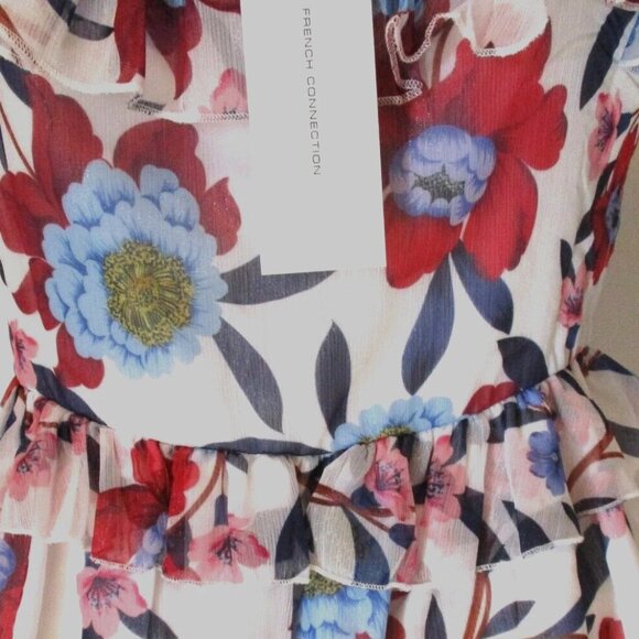 French Connection Ruffle Details Sleeveless Blouse Size 6 Floral Top NWT - Picture 4 of 9